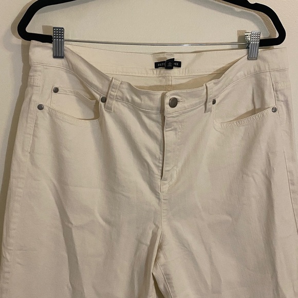 Eileen Fisher Organic Cotton Denim Straight White Raw Hem Ankle Jeans Large - Picture 3 of 8
